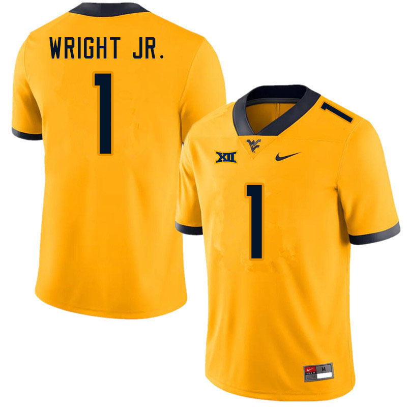 Men #1 Winston Wright Jr. West Virginia Mountaineers College Football Jerseys Sale-Gold - Click Image to Close